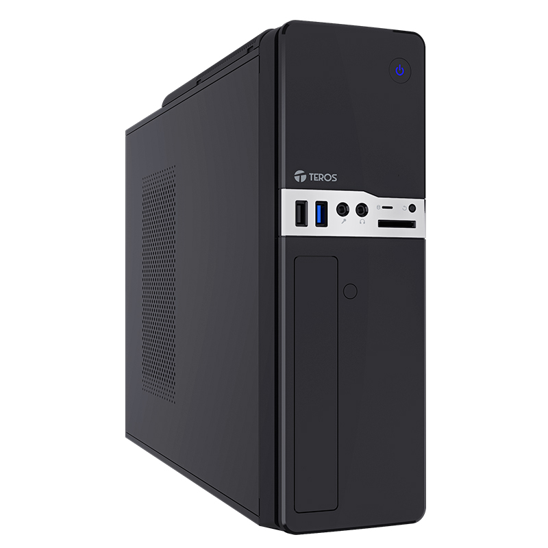 Case TEROS TE-1032S, Slim, 250 W, USB 3.0 / USB 2.0, audio HD, DVD, negro