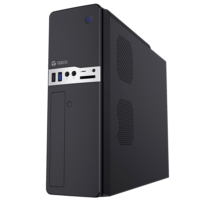 Case TEROS TE-1032S, Slim, 250 W, USB 3.0 / USB 2.0, audio HD, DVD, negro