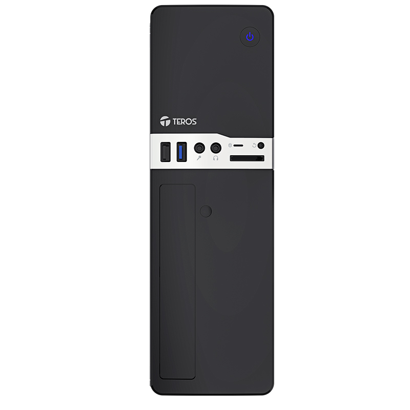 Case TEROS TE-1032S, Slim, 250 W, USB 3.0 / USB 2.0, audio HD, DVD, negro