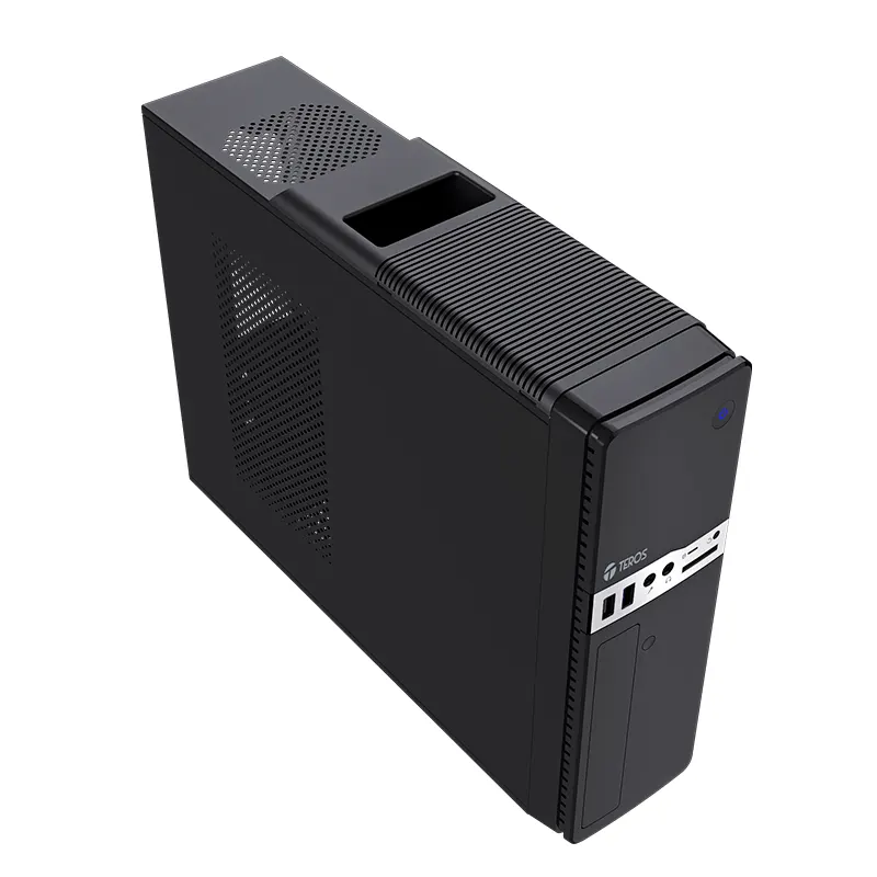 Case TEROS TE-1032S, Slim, 250 W, USB 3.0 / USB 2.0, audio HD, DVD, negro